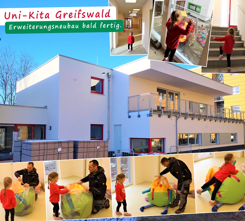 You are currently viewing Erweiterungsneubau der „Uni-Kita“ Greifswald kurz vor der Fertigstellung – noch wenige Kitaplätze verfügbar