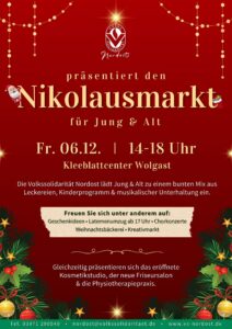 Mehr über den Artikel erfahren Unser 1. Nikolausmarkt für Jung & Alt am 06.12. in Wolgast