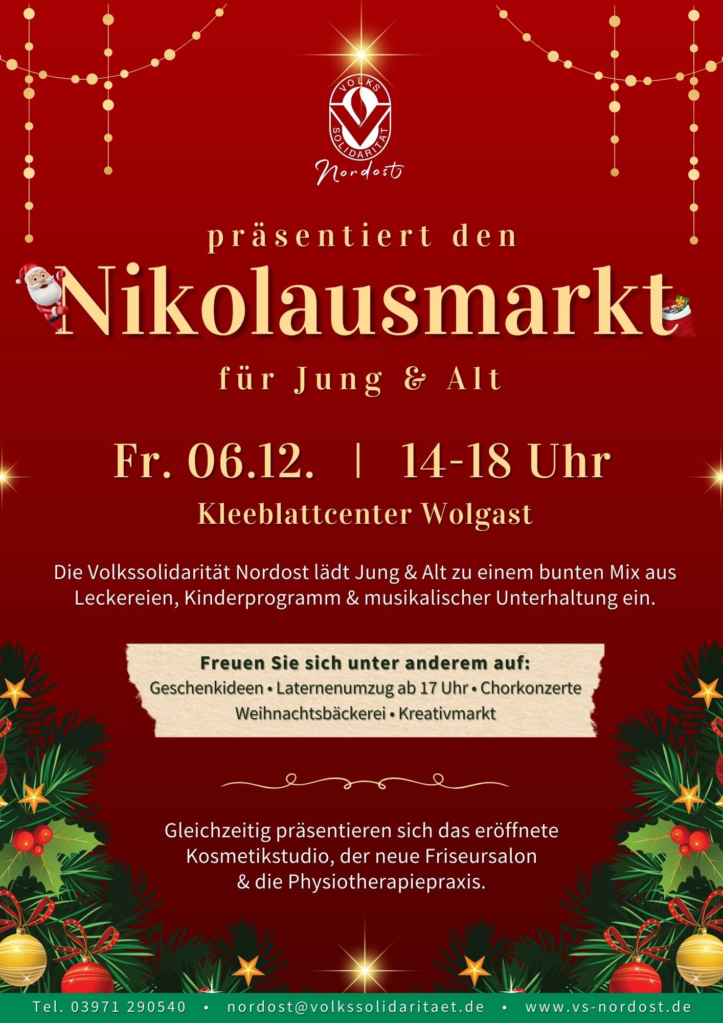 Mehr über den Artikel erfahren Unser 1. Nikolausmarkt für Jung & Alt am 06.12. in Wolgast